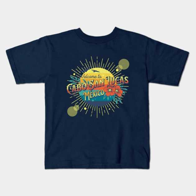 Cabo San Lucas Mexico Sunset Beach Design Kids T-Shirt by FilsonDesigns